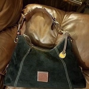 Black suede Dooney & Bourke purse red lining